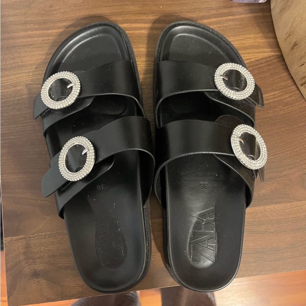 Zara rhinestone slides